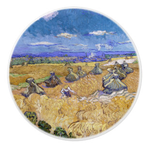 Bouton De Porte En Céramique Vincent van Gogh - Pile de blé avec les lecteurs