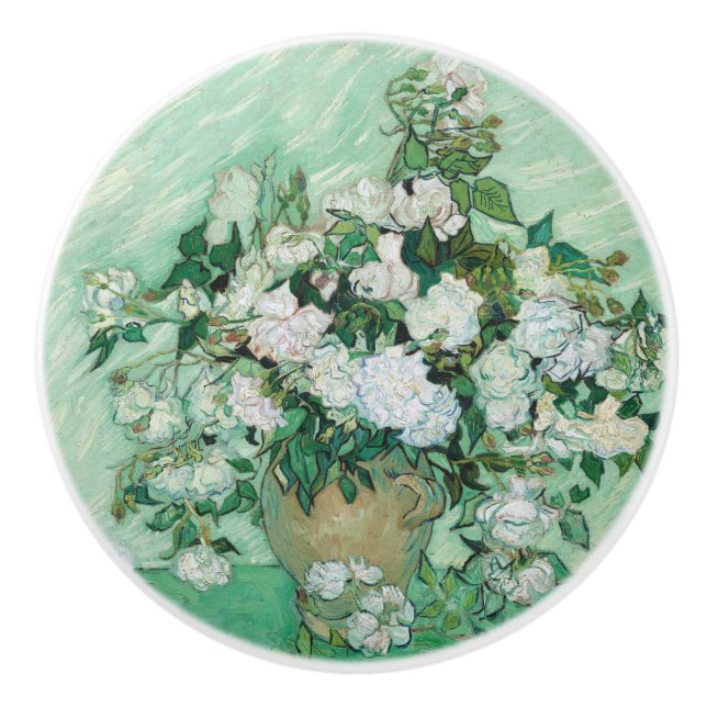 Bouton De Porte En Céramique Vincent van Gogh - Rose (Devant)
