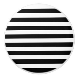 Bouton De Porte En Céramique Vintage Classic rayures noir & blanc