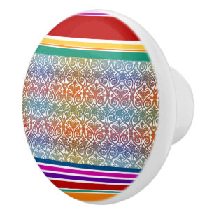 Bouton De Porte En Céramique Vintage Damask & Stripes couleur II + vos idées