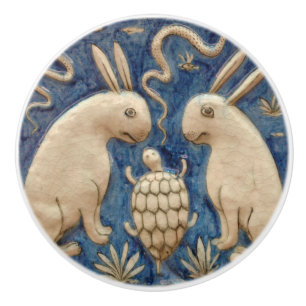 Bouton De Porte En Céramique Vintage Espagnol Carrelage Animal Rabat Tortue Ble