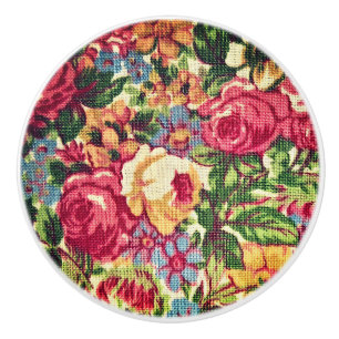 Bouton De Porte En Céramique Vintage Floral