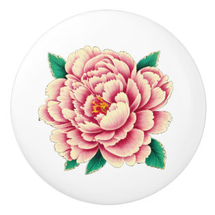 Bouton De Porte En Céramique Vintage rose Peine blanc