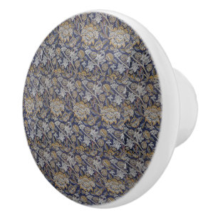 Bouton De Porte En Céramique Vintage William Morris Wey Motif Arrière - plan bl
