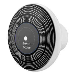 Bouton De Porte En Céramique Vinyle Lp noir personnalisé
