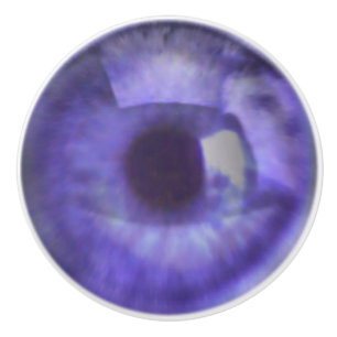 Bouton De Porte En Céramique Violet Eyeball