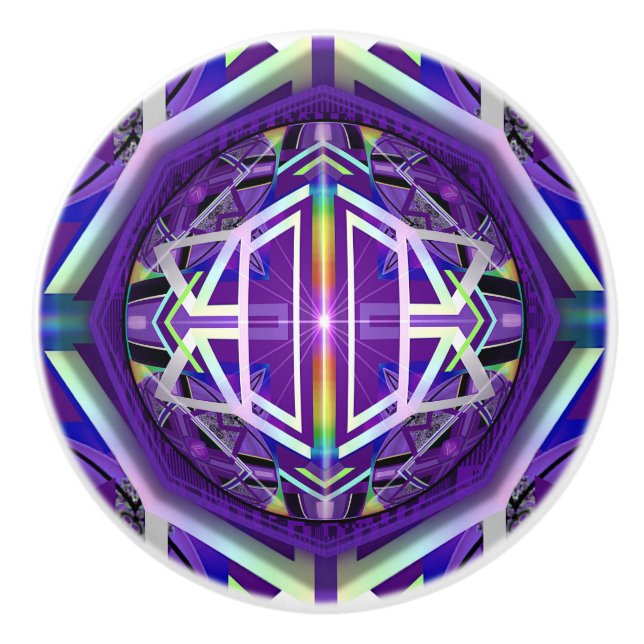 Bouton De Porte En Céramique Violet W3 (Devant)