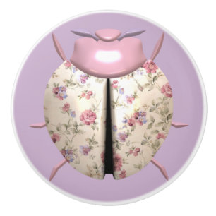 Bouton De Porte En Céramique Violettes de Ladybug et fleurs mignonnes Roses