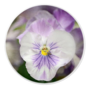 Bouton De Porte En Céramique Violons Violets Et Blancs