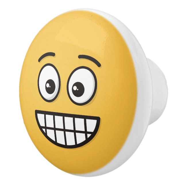 Bouton De Porte En Céramique Visage de broyage avec yeux ouverts (Droite)