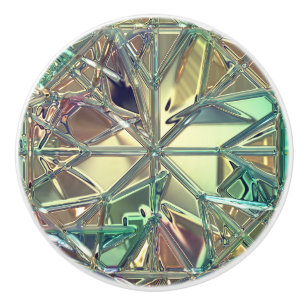 Bouton De Porte En Céramique Visage en vitrail métallique