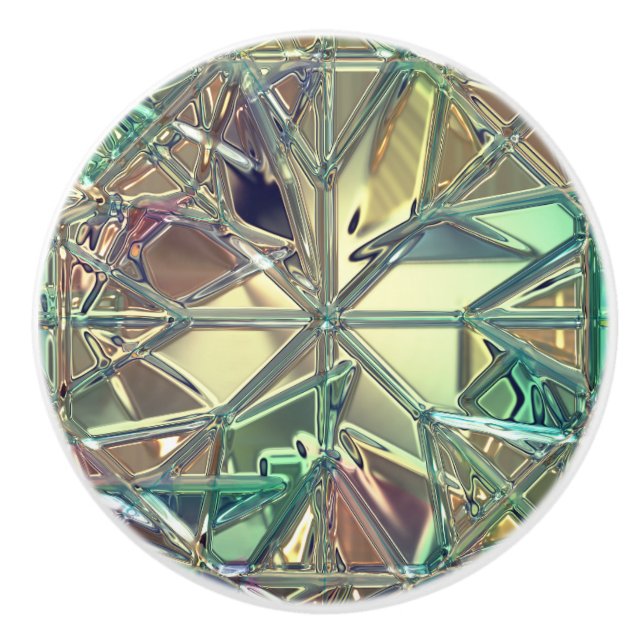 Bouton De Porte En Céramique Visage en vitrail métallique (Devant)