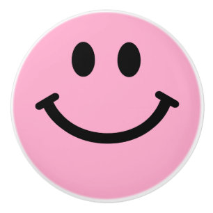 Bouton De Porte En Céramique Visage heureux rose
