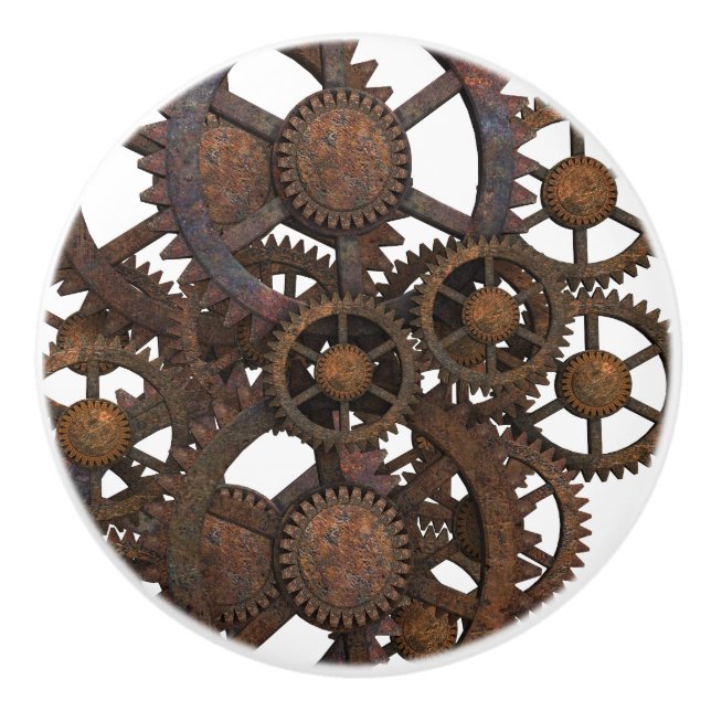 Bouton De Porte En Céramique Vitesses rouillées en métal de Steampunk (Devant)