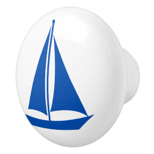 Bouton De Porte En Céramique Voilier bleu marine