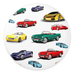 Bouton De Porte En Céramique Voitures colorées Garçons Enfants