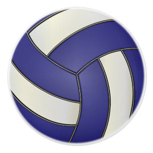 Bouton De Porte En Céramique Volley-ball bleu foncé et blanc