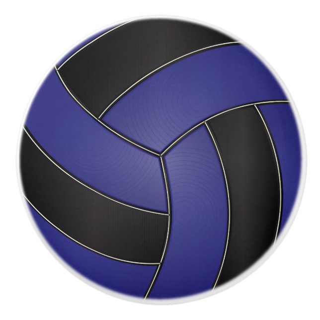 Bouton De Porte En Céramique Volley-ball bleu foncé et noir (Devant)