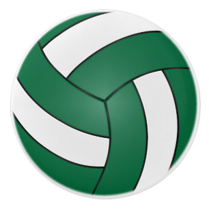 Bouton De Porte En Céramique Volley-ball vert foncé et blanc
