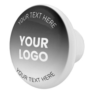 Bouton De Porte En Céramique Votre logo   Dégradé noir & blanc moderne modifiab
