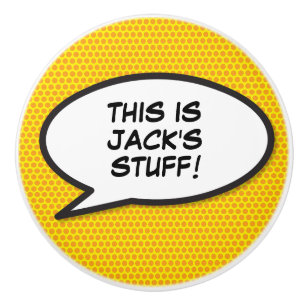 Bouton De Porte En Céramique Votre message Parole Bubble Fun Retro Comic Book