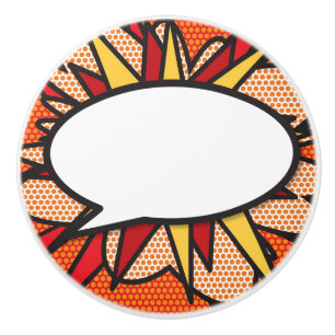 Bouton De Porte En Céramique Votre message Voix Bubble Amusant Retro Comique Li