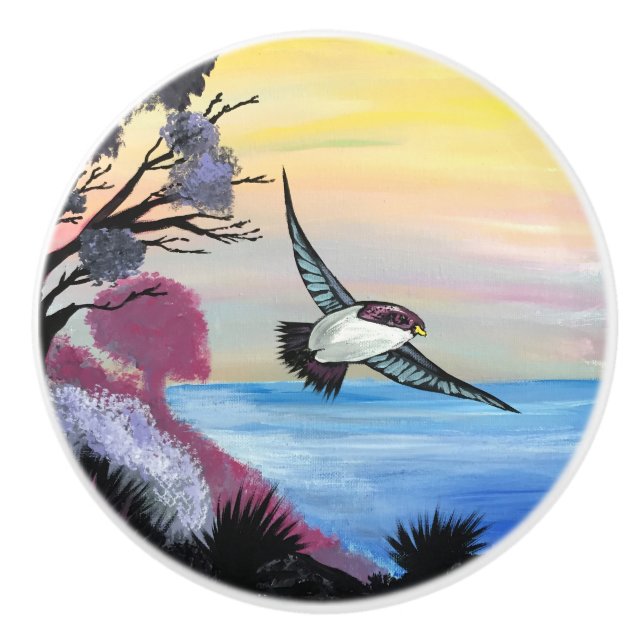 Bouton De Porte En Céramique Vue Oiseaux (Devant)