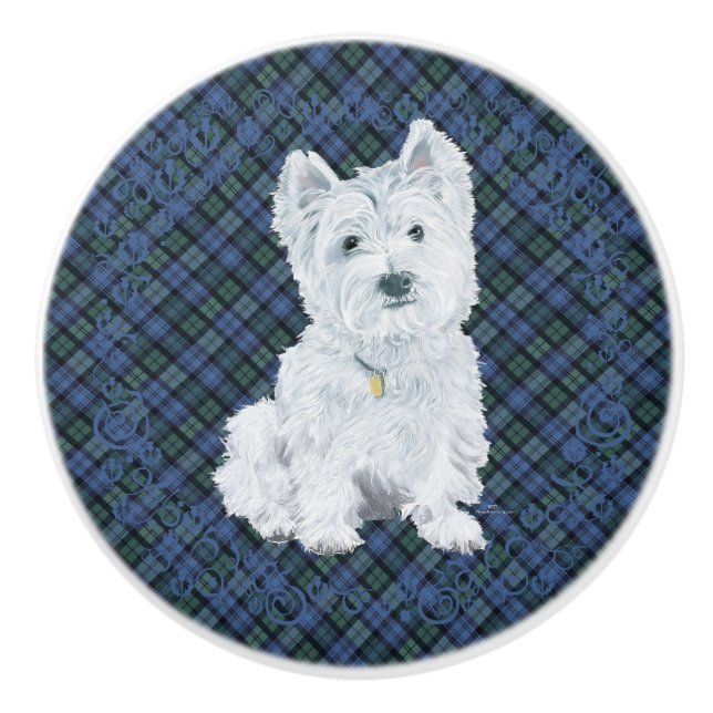 Bouton De Porte En Céramique West Highland White Terrier (Devant)