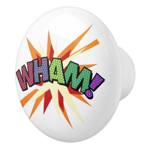 Bouton De Porte En Céramique WHAM Amusement Bande Dessinée Rétro Pop Art