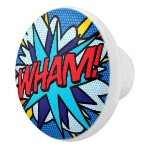 Bouton De Porte En Céramique WHAM Fun Retro Comics