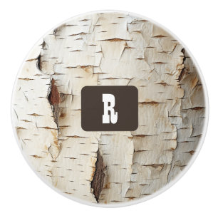 Bouton De Porte En Céramique White Birch Bark Rustic Country