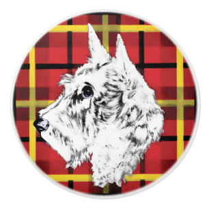 Bouton De Porte En Céramique White Scottish Terrier Scotty Chien en céramique b