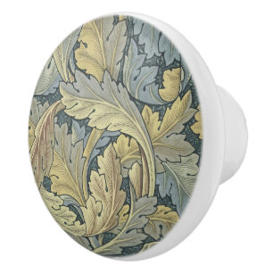 Bouton De Porte En Céramique William Morris Acanthus Feuille Floral Art Nouveau
