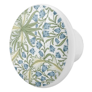 Bouton De Porte En Céramique William Morris - Art Nouveau Bleu Bellflowers