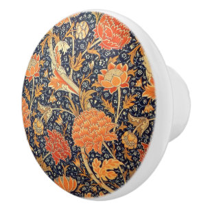 Bouton De Porte En Céramique William Morris Cray Floral Art Nouveau Motif