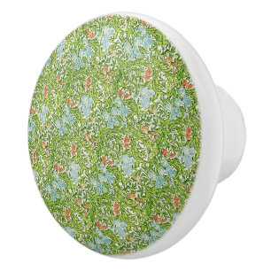 Bouton De Porte En Céramique William Morris Fleurs Vintages Floral Vert rose