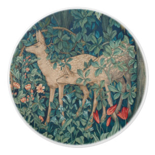 Bouton De Porte En Céramique William Morris Forêt Cerf Tapisserie Florale