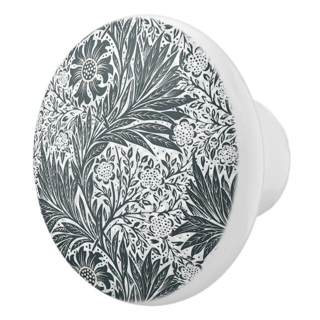 Bouton De Porte En Céramique William * Morris Grey Floral (Droite)