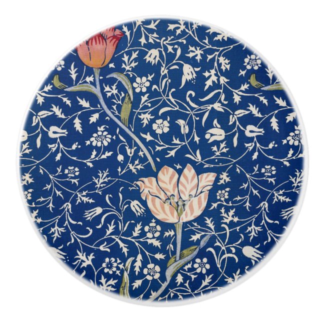 Bouton De Porte En Céramique William Morris Motif Medway (Devant)