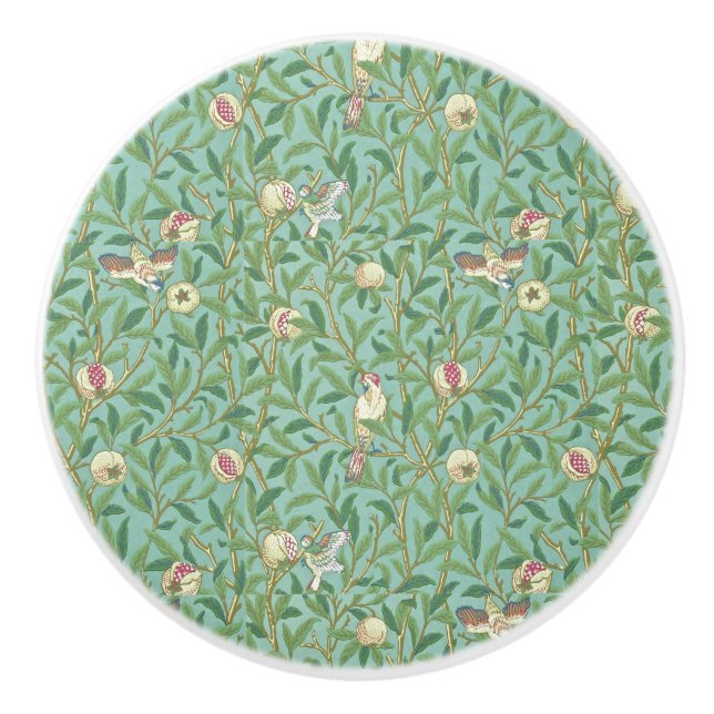 Bouton De Porte En Céramique William Morris "Oiseau & Grenade" 3. (Devant)