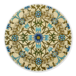 Bouton De Porte En Céramique William Morris Vintage Blue Motif Sans Couture