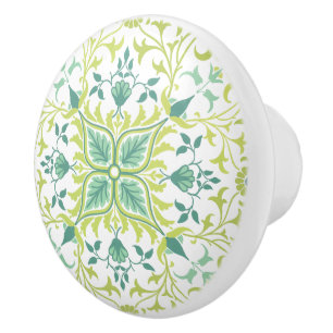 Bouton De Porte En Céramique William Morris Vintage Floral & Motif feuille