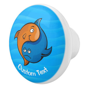 Bouton De Porte En Céramique Yin Yang Poisson Cartoon Ceramic Knob