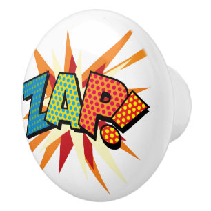 Bouton De Porte En Céramique ZAP Amusement Bande Dessinée Rétro Pop Art