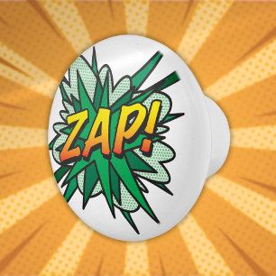 Bouton De Porte En Céramique ZAP Amusement Rétro Bande Dessinée Pop Art