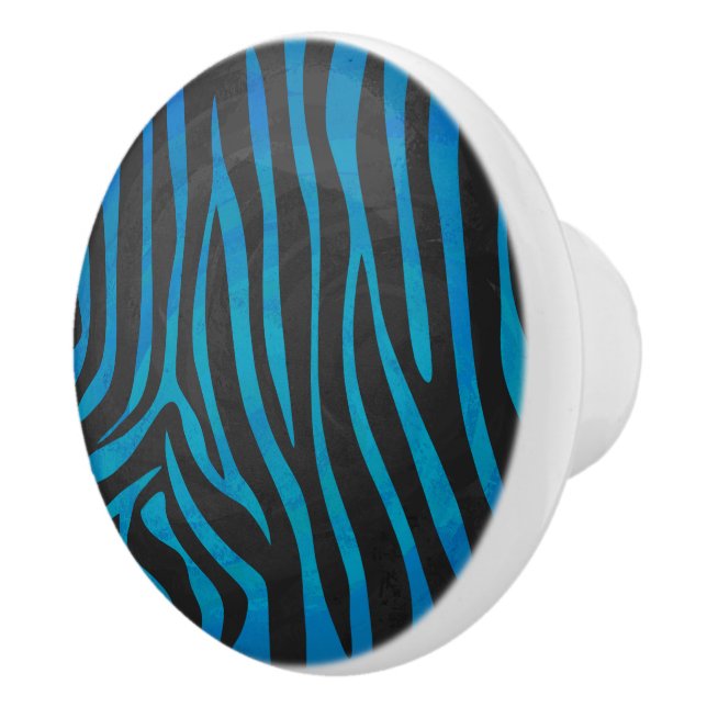 Bouton De Porte En Céramique Zebra Black et Blue Print (Droite)