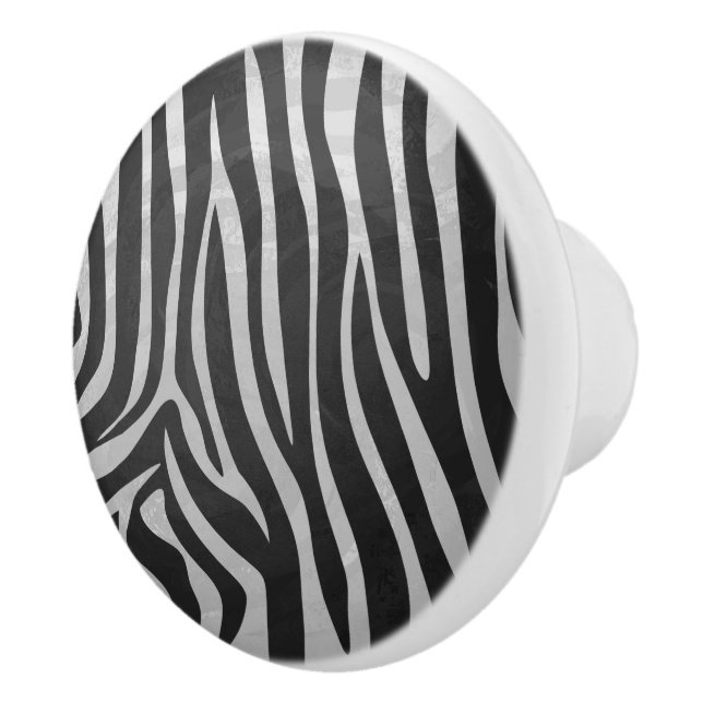 Bouton De Porte En Céramique Zebra noir et gris clair (Droite)