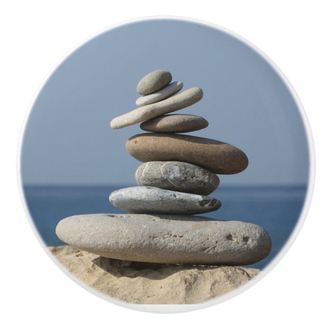 Bouton De Porte En Céramique Zen Yoga Méditation Spirituelle Équilibre (Devant)