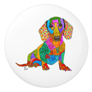 Bouton de porte mignon et coloré de teckel - en