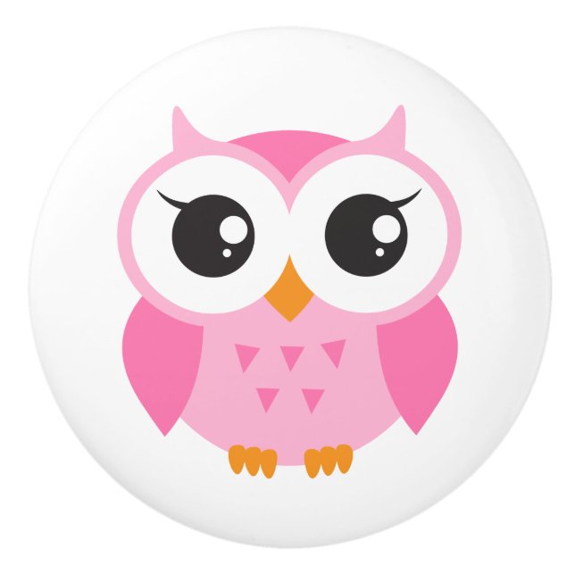 Bouton de porte rose de hibou (Devant)